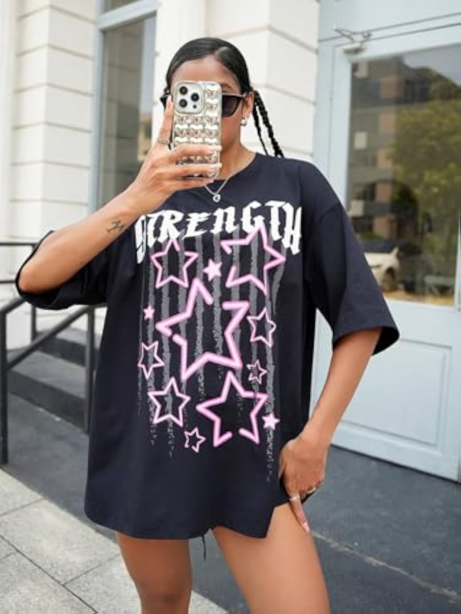 Casual Summer T-Shirt with Star & Letter Print